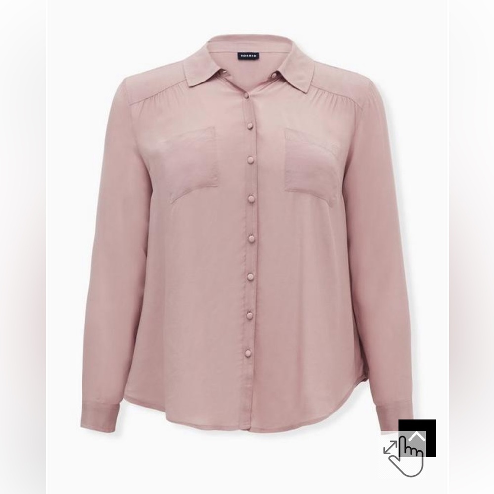 NWT TORRID Madison Taupe Crepe Button Front Blouse